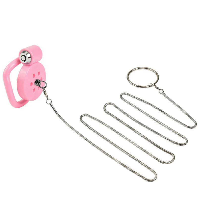 BDSM Flat Bondage Chastity Cage With Leash - Image 3