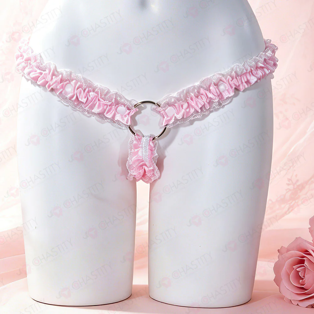 Lace Trim Chastity Help Wearing Assistance Strap - Image 10