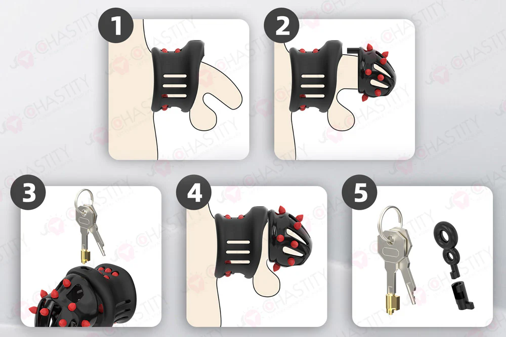 Extension Ring Soft Spikes Chastity Cage Double Pleasure - Image 21
