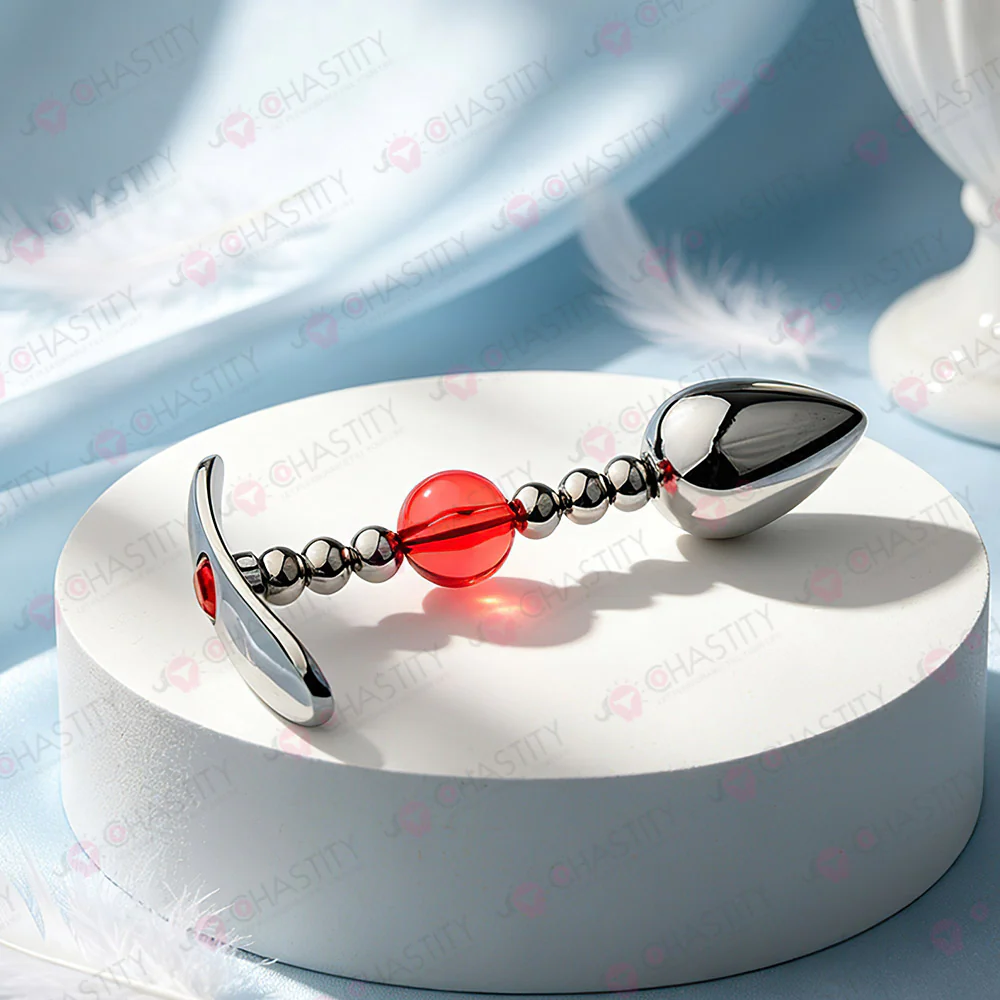 Flexible Beaded Metal Jewel Butt Plug - Image 14