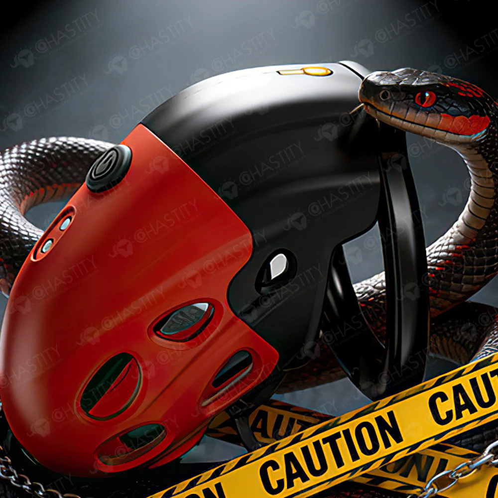 LOCKINK Crimson Snake Retractable Electro Shock & Vibrating High-Tech Chastity Cage - Image 11