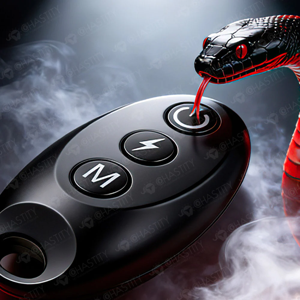 LOCKINK Crimson Snake Retractable Electro Shock & Vibrating High-Tech Chastity Cage - Image 12