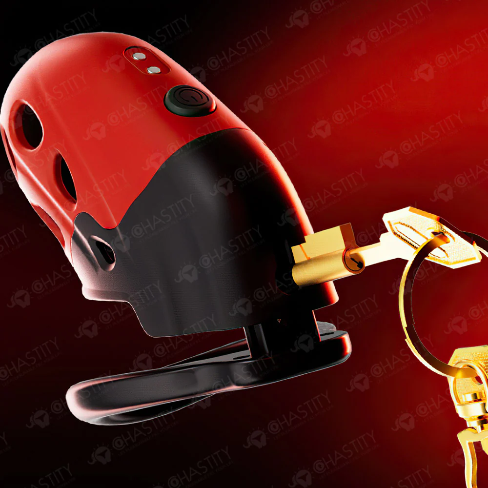 LOCKINK Crimson Snake Retractable Electro Shock & Vibrating High-Tech Chastity Cage - Image 9