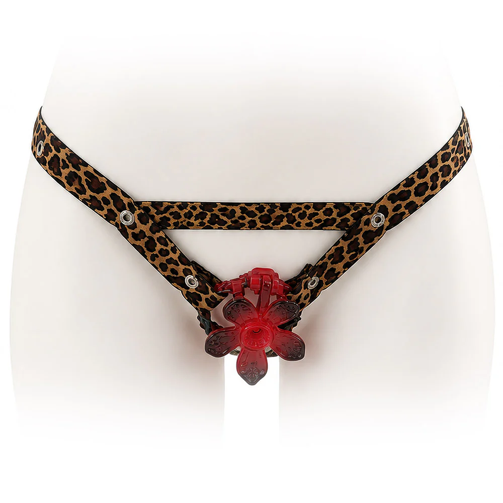 Leopard Print Elastic Chastity Cage Holder