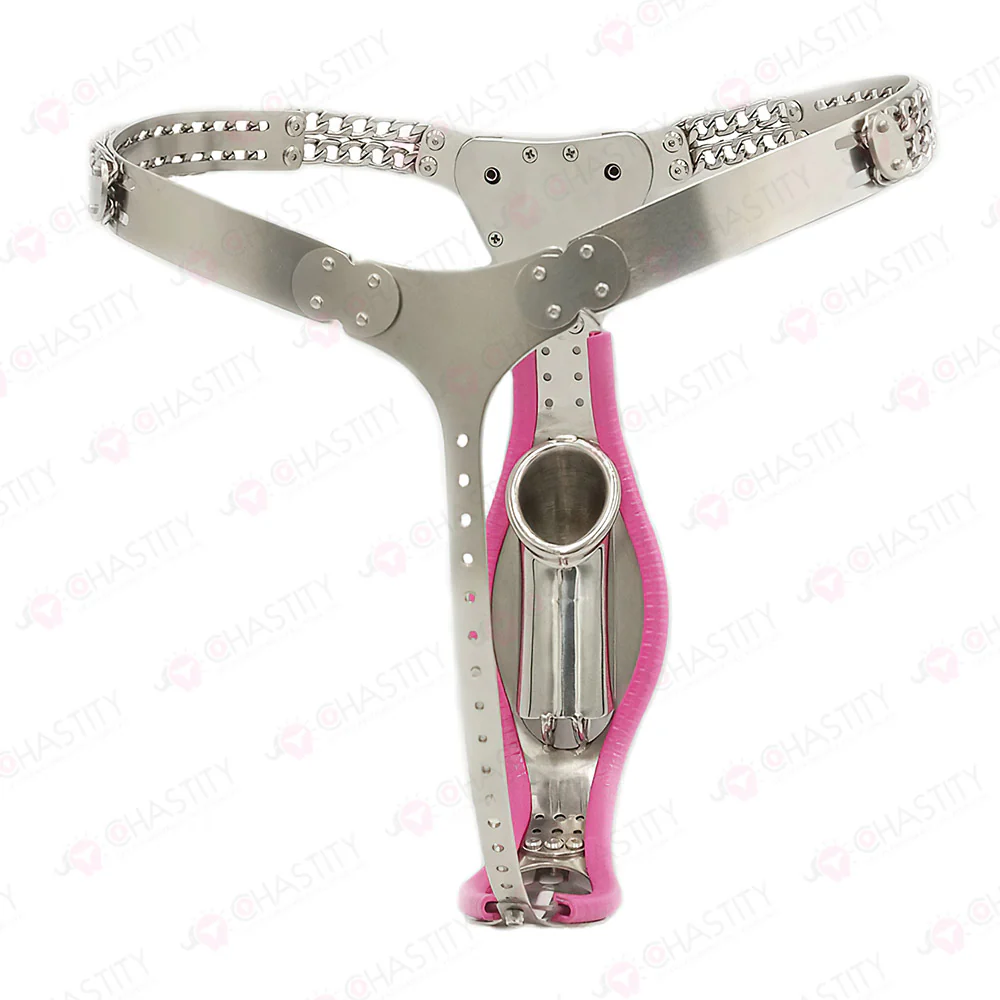 Dual-Button Lock Male Stainless Steel Chastity Belt - Image 2