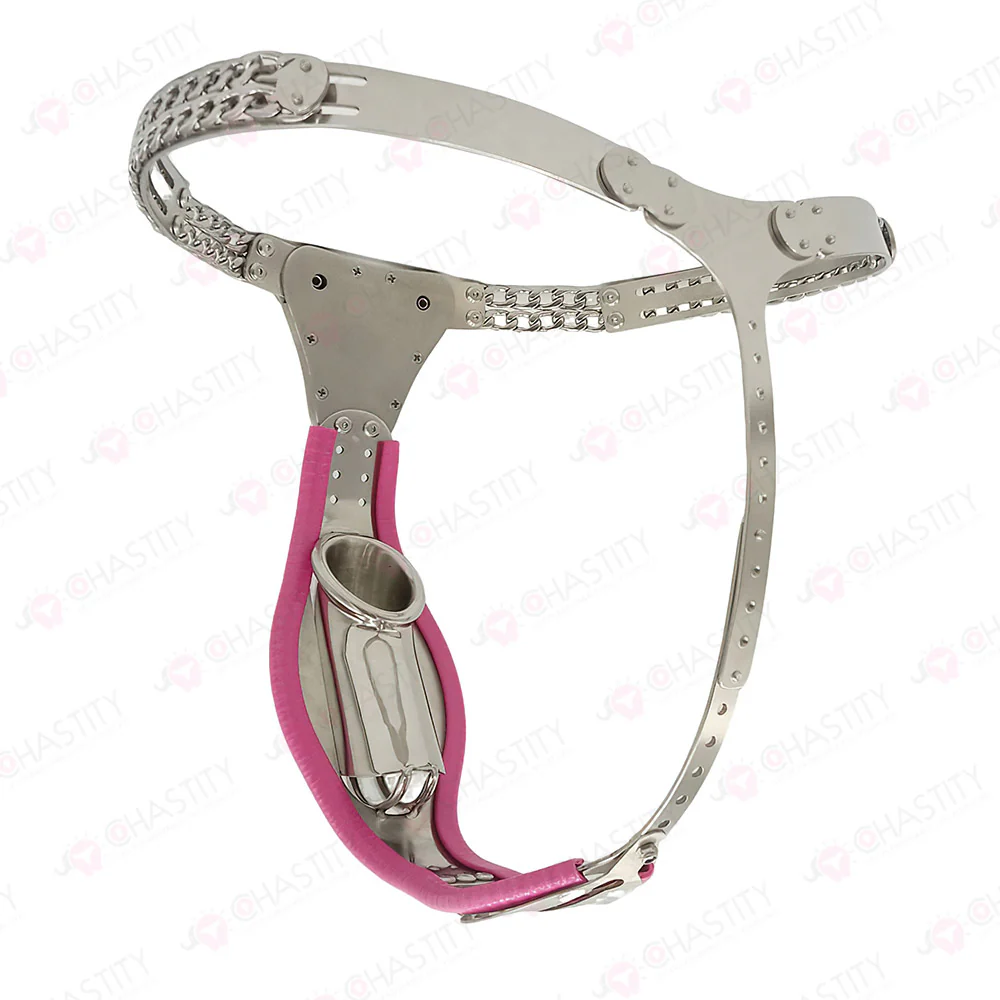 Dual-Button Lock Male Stainless Steel Chastity Belt - Image 3