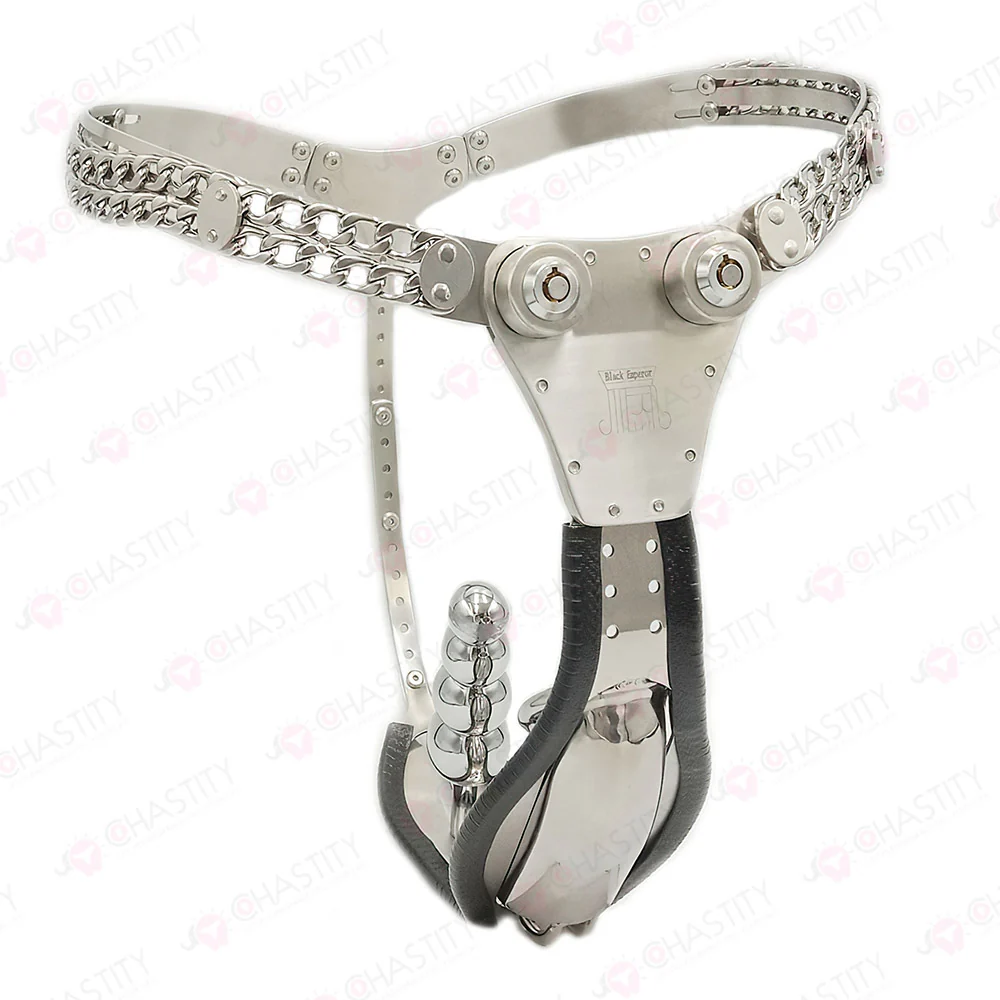 Dual-Button Lock Male Stainless Steel Chastity Belt - Image 5
