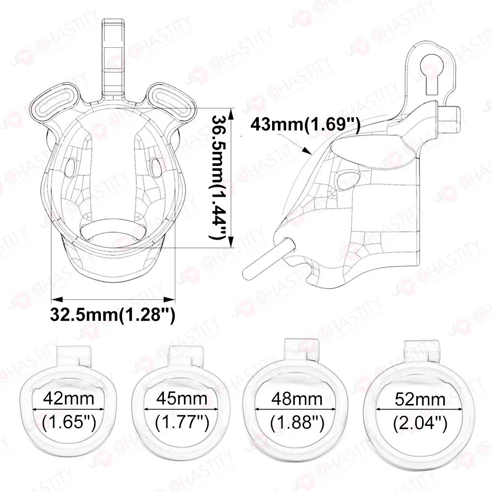 Ox Head Penis Leash Chastity Cage - Image 3