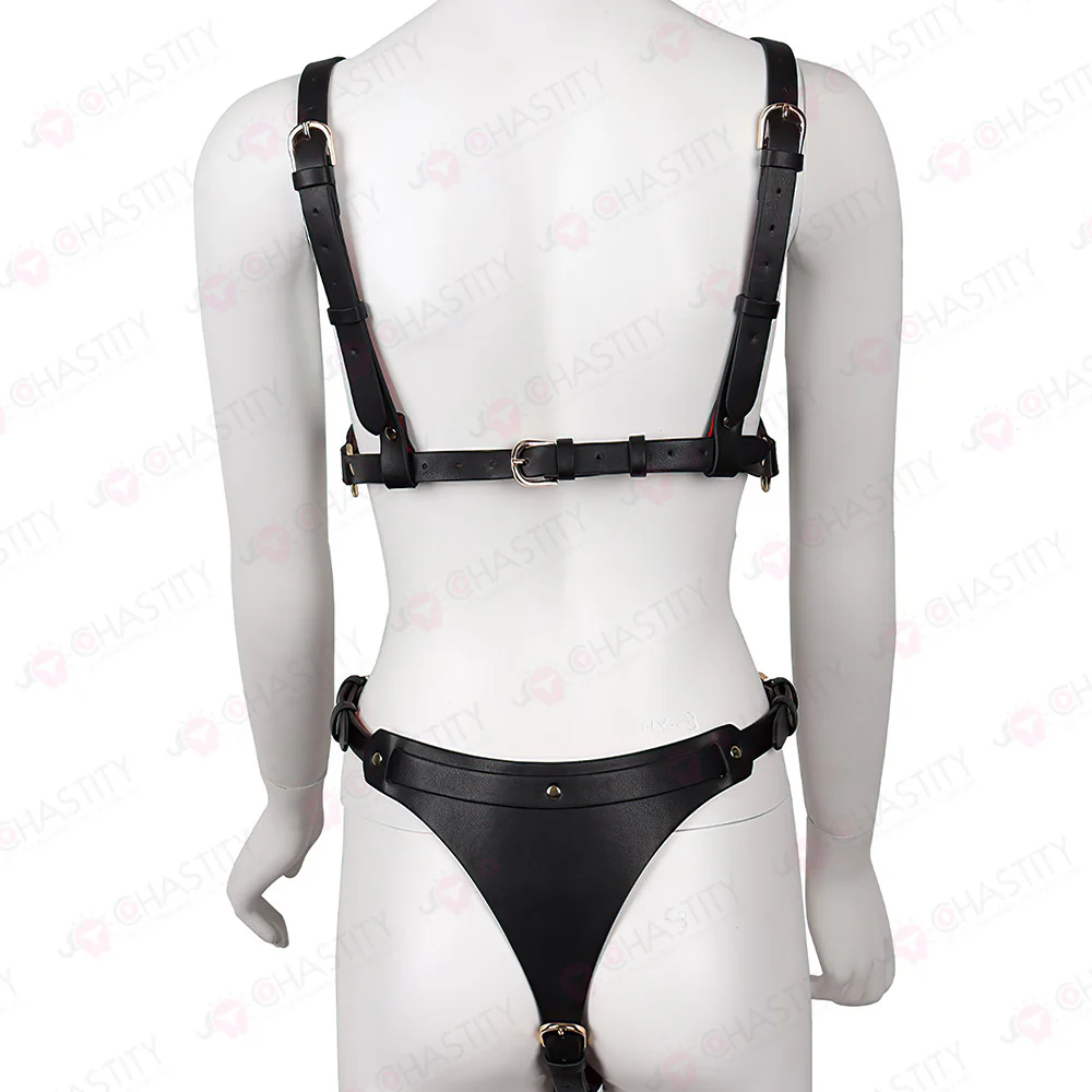 Sexy Leather BDSM Female Chastity Set - Image 4
