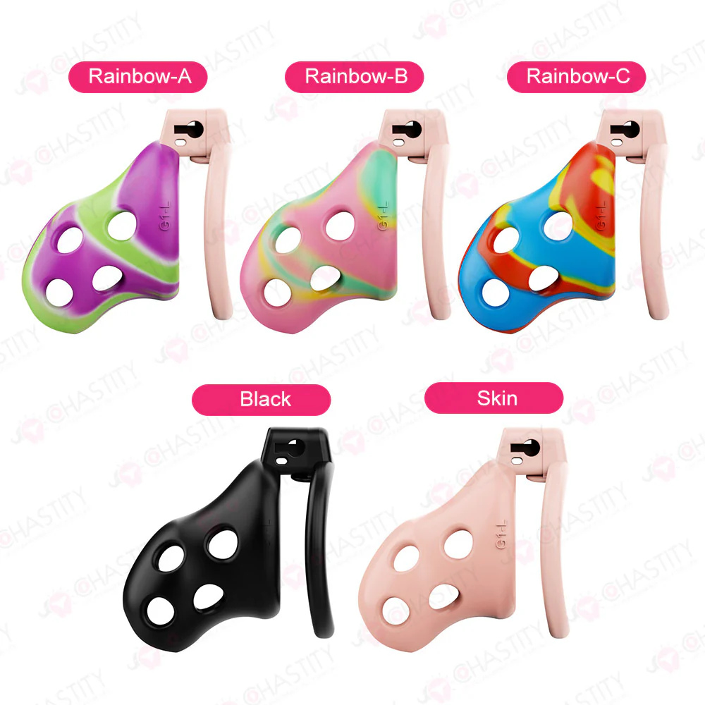 Silicone Rainbow Chastity Cage - Image 3