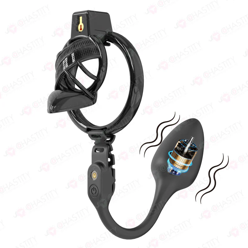 Sissy High Heels Chastity Cage With Remote Controlled Vbrating Butt Plug - Image 8