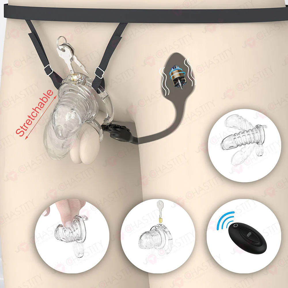 Stretchable Spring Loaded See-Through Chastity Cage - Image 12