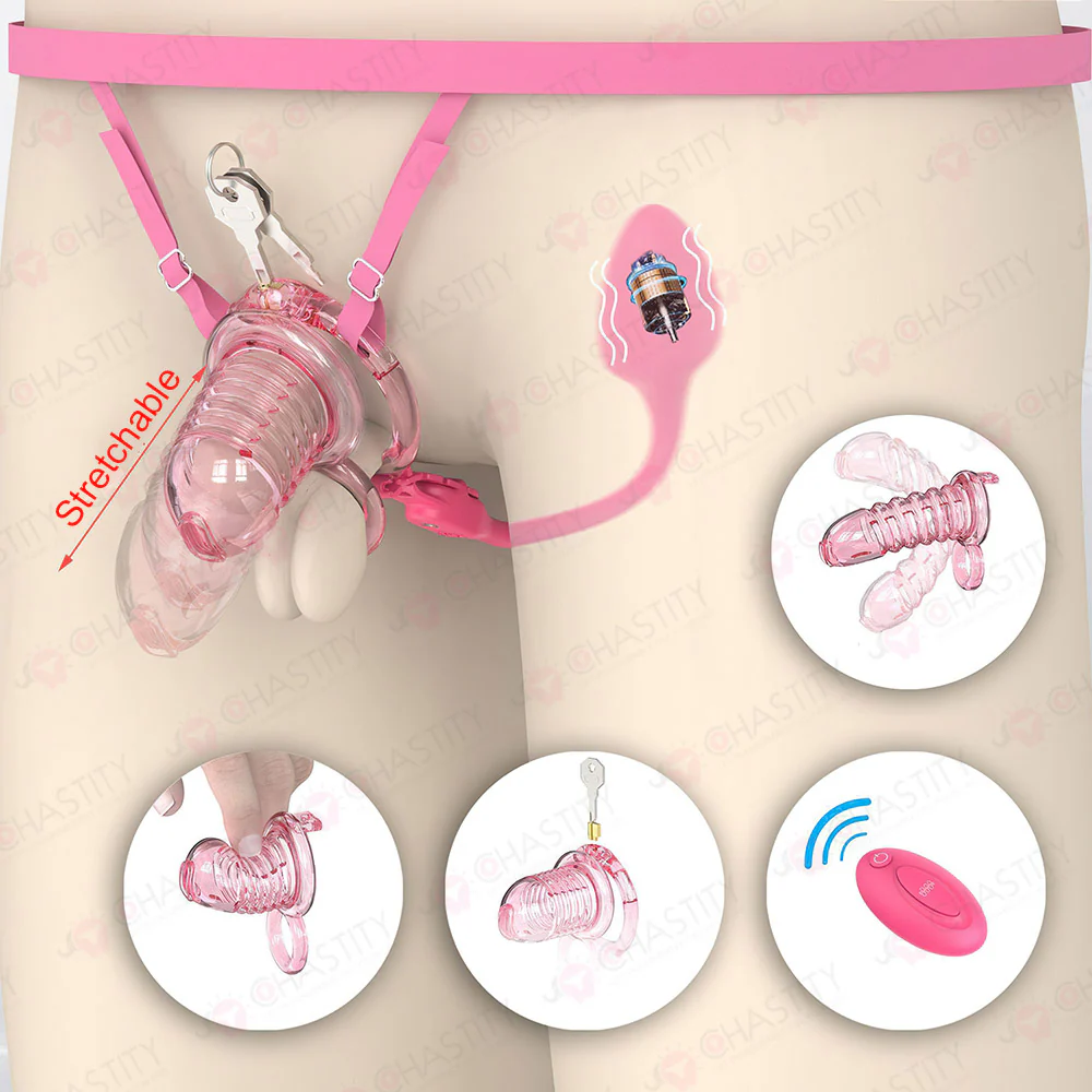 Stretchable Spring Loaded See-Through Chastity Cage - Image 2