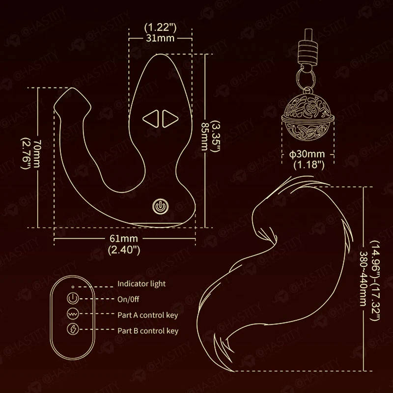 LOCKINK·SEVANDA Tail Butt Plug  & Bell Butt Plug (Vibration And Electric Shock) - Image 4
